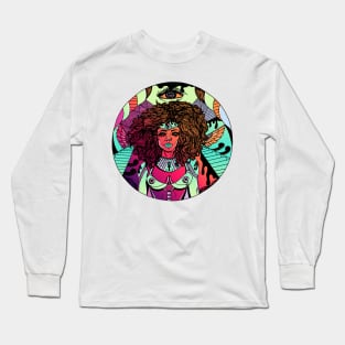 Blue Red Blend Kemet Warrior Long Sleeve T-Shirt